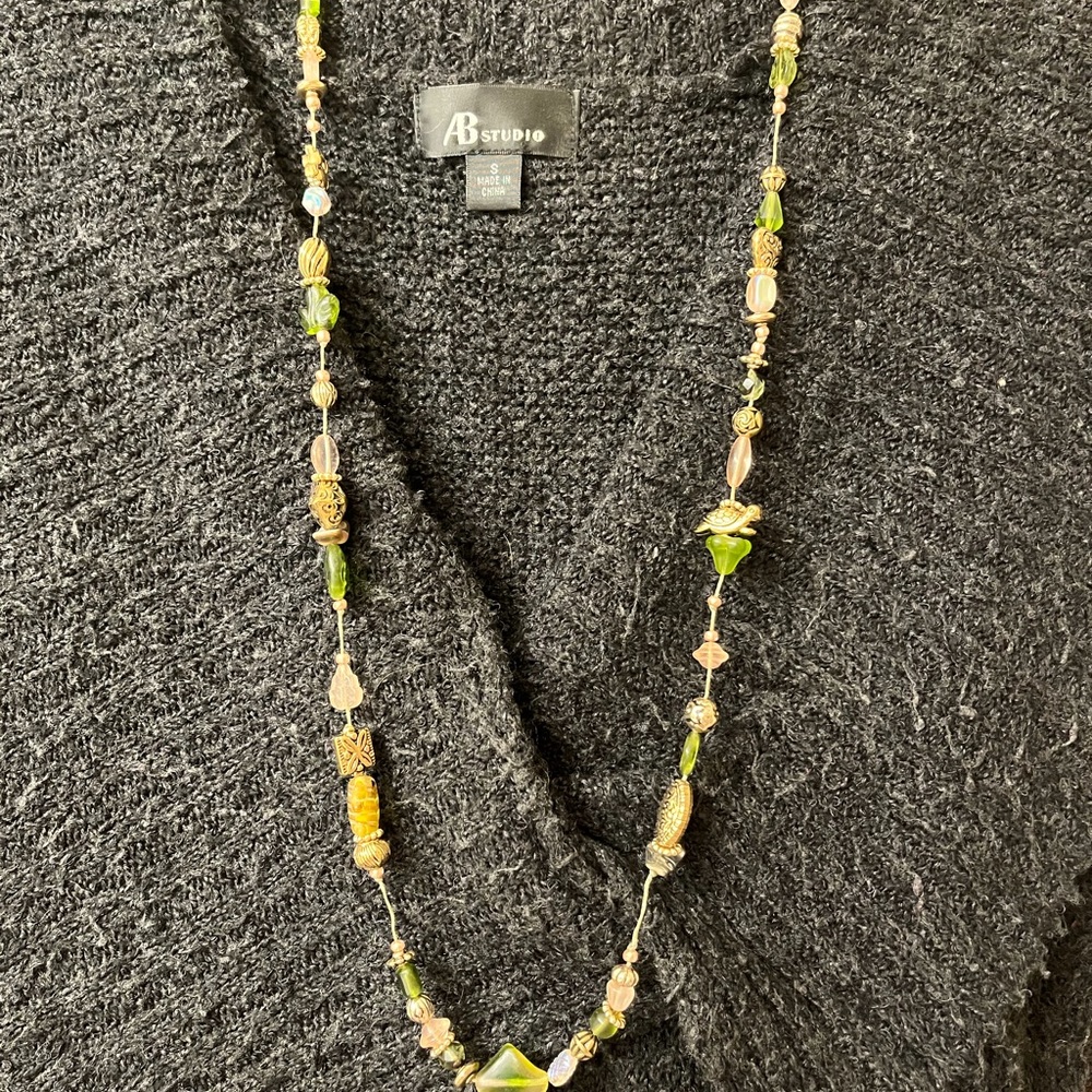 Renee Rayne Floating Bead Necklace Khaki Green